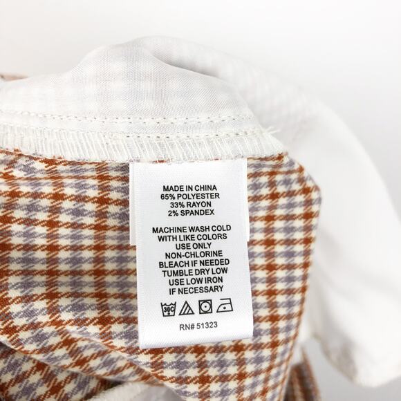 1.State Womens Pants 24W Orange Ginger Checker Plaid Wide Leg Trouser NWOT - Picture 9 of 10